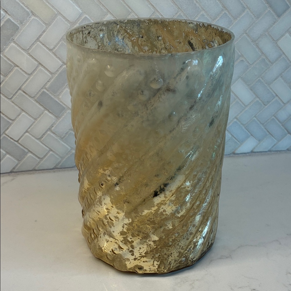 CASA by Victor Alfaro Gold Mercury Glass Candle Holder Hurricane